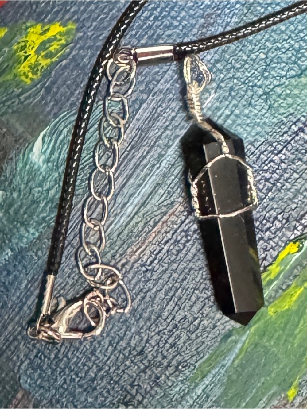 Handcrafted Black obsidian Crystal Pendant Necklace
